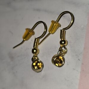 Gold and Citrine Dangle Earrings